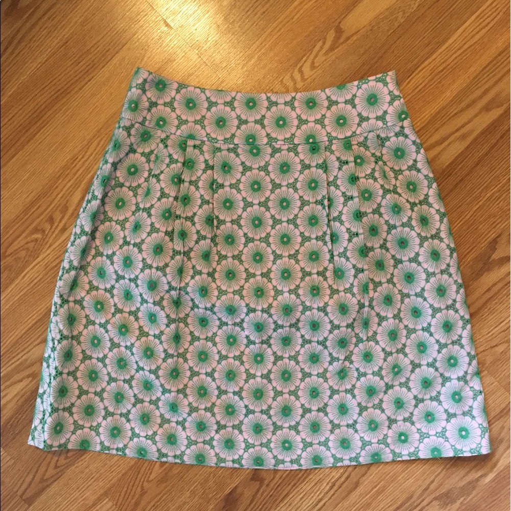 Vintage Lilly Pulitzer white label pink green Lace Eyelet A-line skirt Sz 6‎
